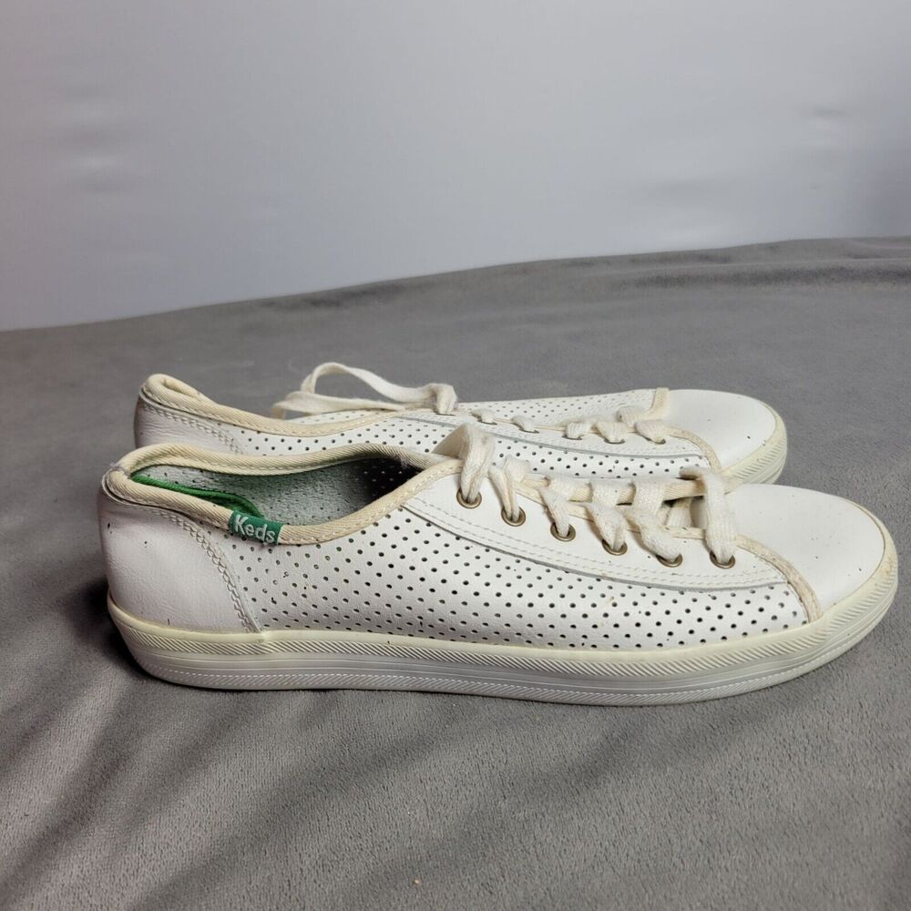 Keds Womens White Perforated Sneakers Size 7.5 With‎ Ortholite Insoles